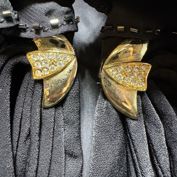 VTG St Anthony Sicari Evening Jacket Plus 22W Black Beaded Ruffles Suit Blazer - Picture 10 of 10